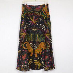 Farm Rio x Anthropologie Satin Slip Midi Skirt M (83025)